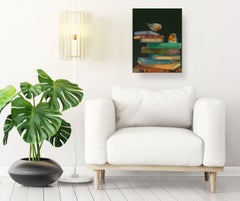 Balancing Act Oil Painting, Realist Wildlife Bird Art, 37x28 cm, Signed