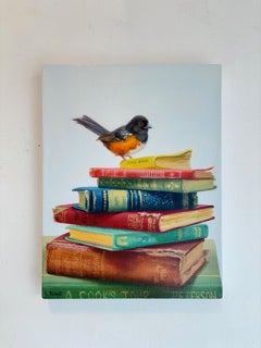 „Perched 3“ – Original-Realismus, Tierwelt – Stillleben, Ölgemälde – zeitgenössische Kunst
