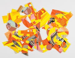 Untitled Orange-Yellow #33, contemporary geometric abstract dimensional collage
