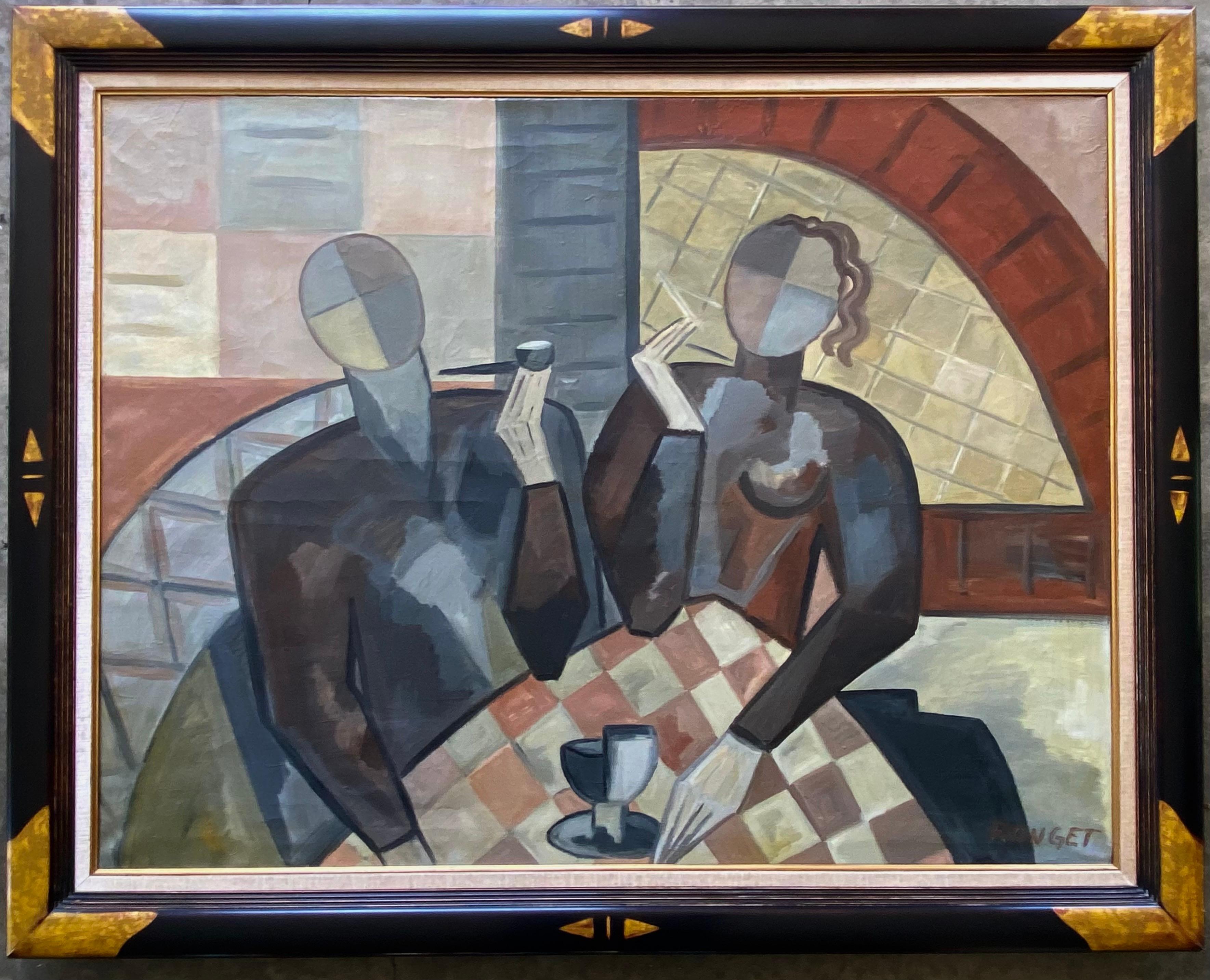 Figurative Painting di Elizabeth Ronget - Au Cafe