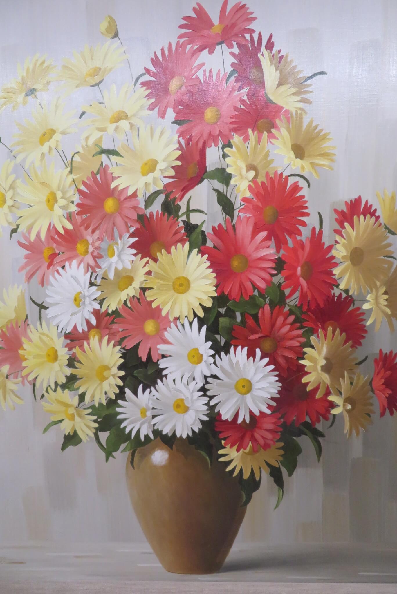 FRENCH original LARGE STILL LIFE OF FLOWERS Oil Painting by Elizabeth Rouviere 2
