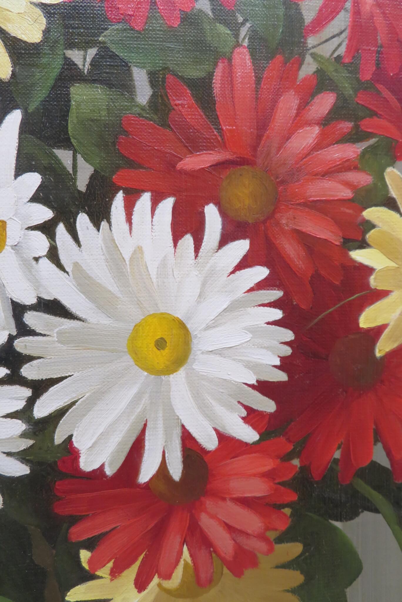 FRENCH original LARGE STILL LIFE OF FLOWERS Oil Painting by Elizabeth Rouviere 4
