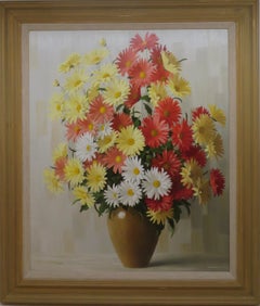FRENCH original LARGE STILL LIFE OF FLOWERS Oil Painting by Elizabeth Rouviere