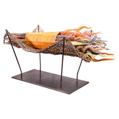 Elizabeth Ryland Mears Contemporary Glass Sculpture Twig Shaped Rods on Stand