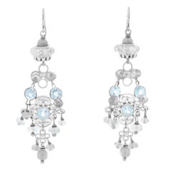 Elizabeth Showers Blue Topaz Silver Dangle Earrings