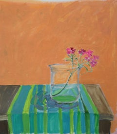 Dianthus in a Glass Beaker, Painting, Gouache on Paper