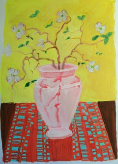 Dogwood in a Vase, Painting, Gouache on Paper