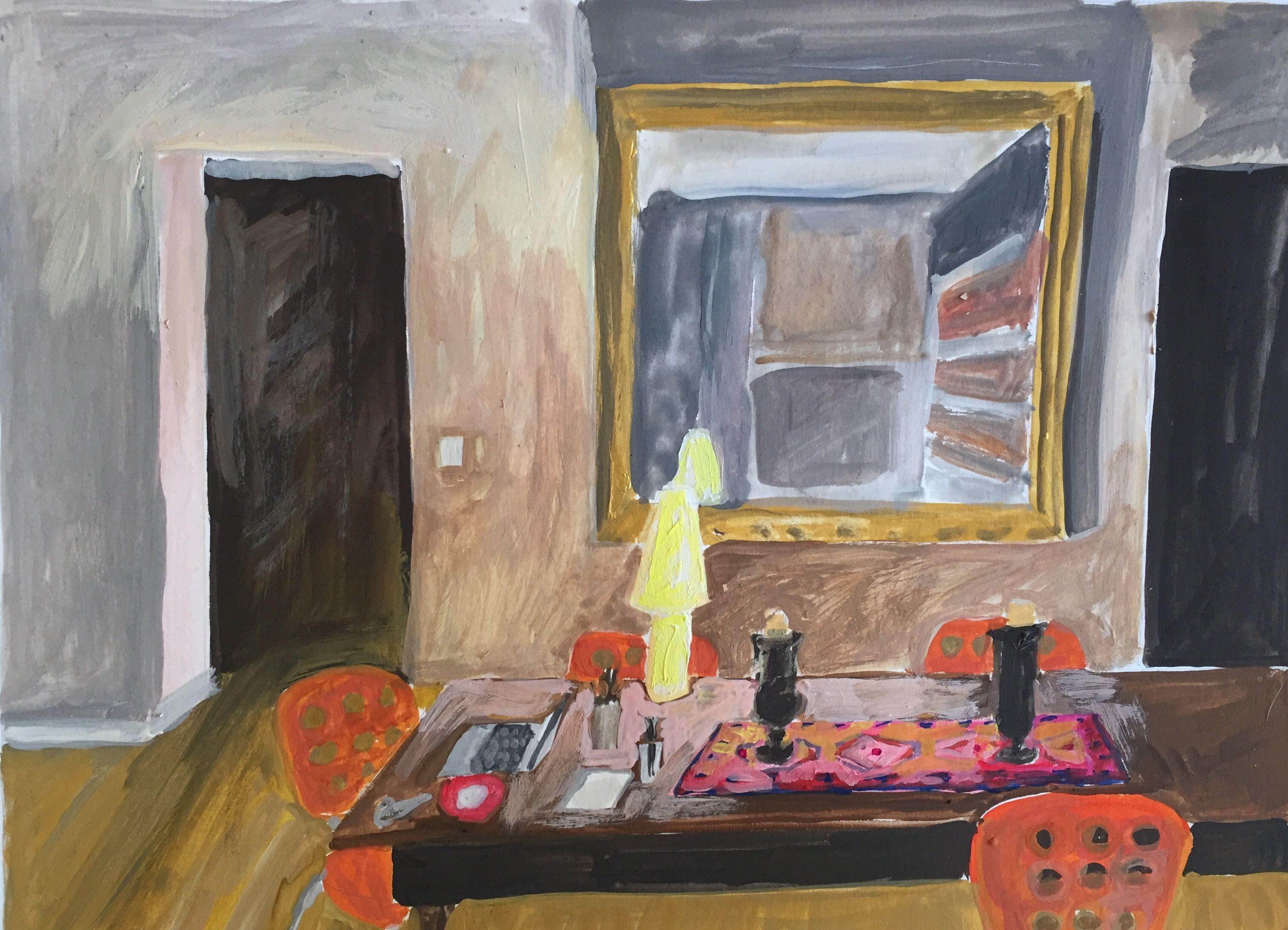 Sera, Pittura, Guazzo su carta - Painting di Elizabeth Snelling