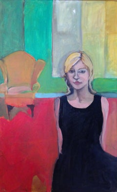 Gwen in a Black Dress, Painting, Oil on Canvas