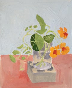 Orange Nasturtiums, Painting, Gouache on Paper