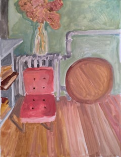 Pink Velvet Chair, Painting, Gouache on Paper