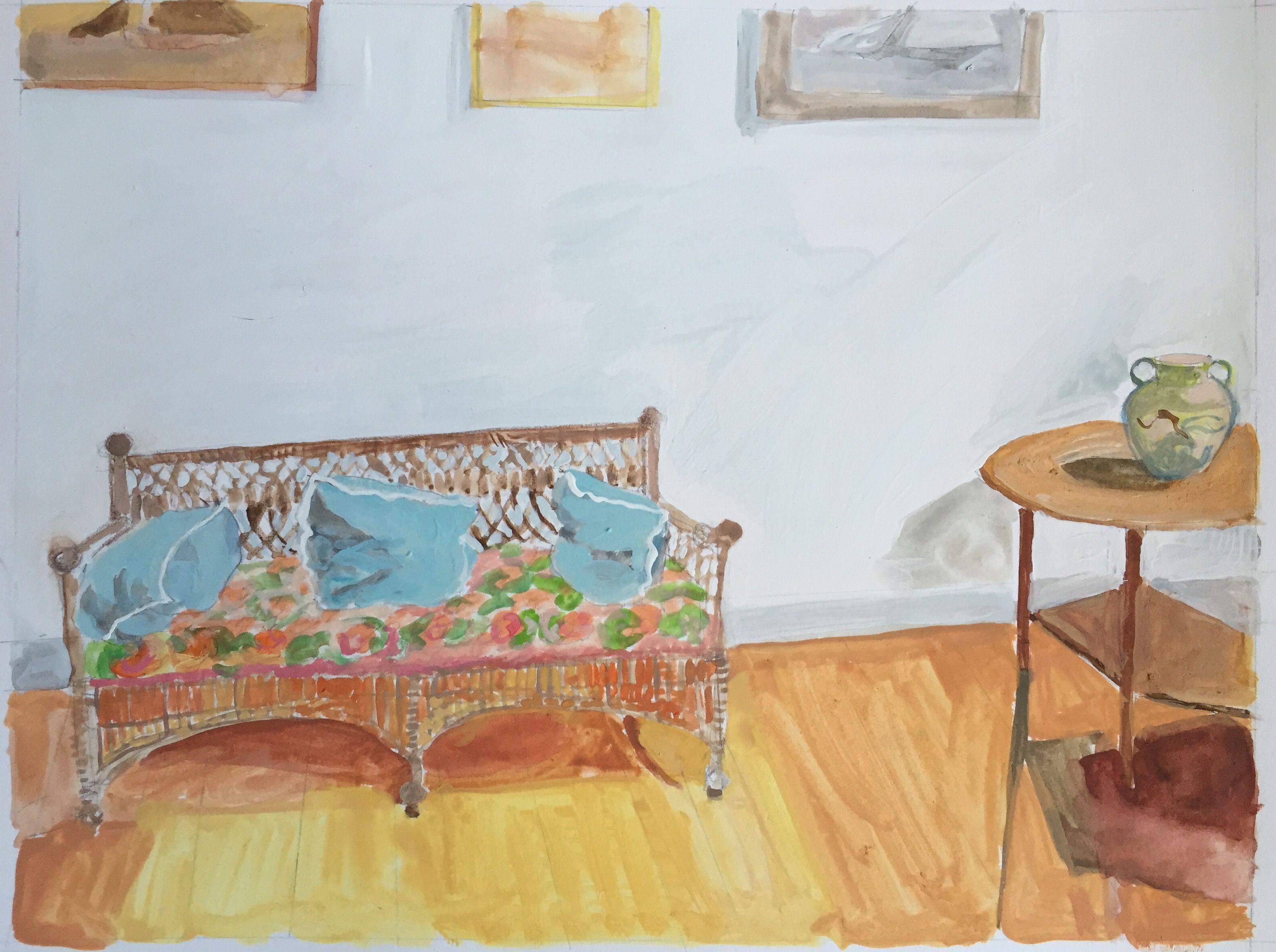 Casa d'estate, Pittura, Guazzo su carta - Painting di Elizabeth Snelling