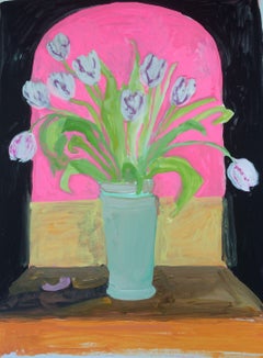Tulips in a Niche, Painting, Gouache on Paper