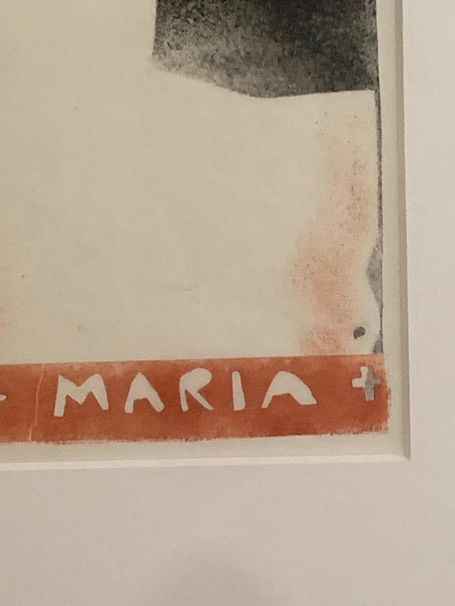 María, Retrato de mujer en rojo y negro, Monocopia sobre nácar japonés, S. XX en venta 2