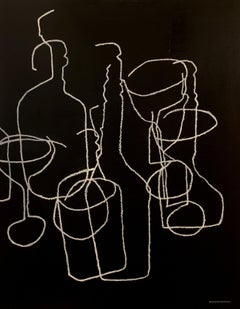 Cocktails (Blind Contour) by Elizabeth Stockton, Black and White Painting