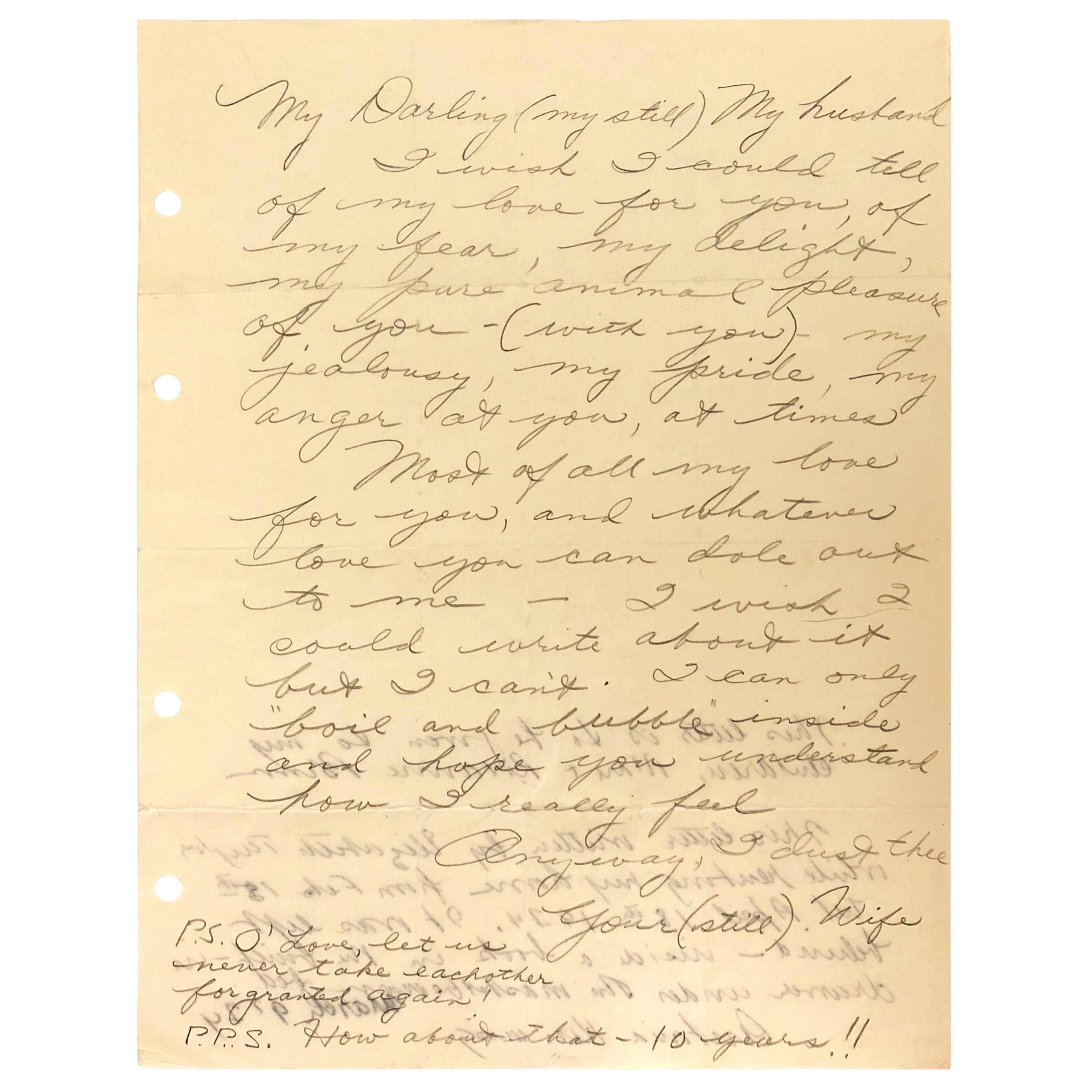 Letter d'amour écrite à la main à Richard Burton, Elizabeth Taylor, années 1970
