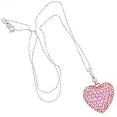 Elizabeth Taylor Designer Collection Diamond Pink Sapphire Heart Shape Pendant