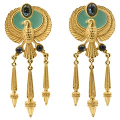 Retro Elizabeth Taylor Egyptian Revival Cleopatra Gold Plated Clip on Earrings by Avon