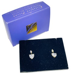 ELIZABETH TAYLOR vintage gold tone heart cz drop designer pierced earrings