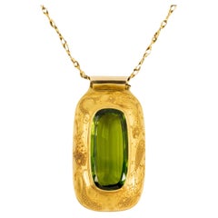 Elizabeth Treskow Goldhalskette mit Peridot und etruskischer Granulation, um 1925