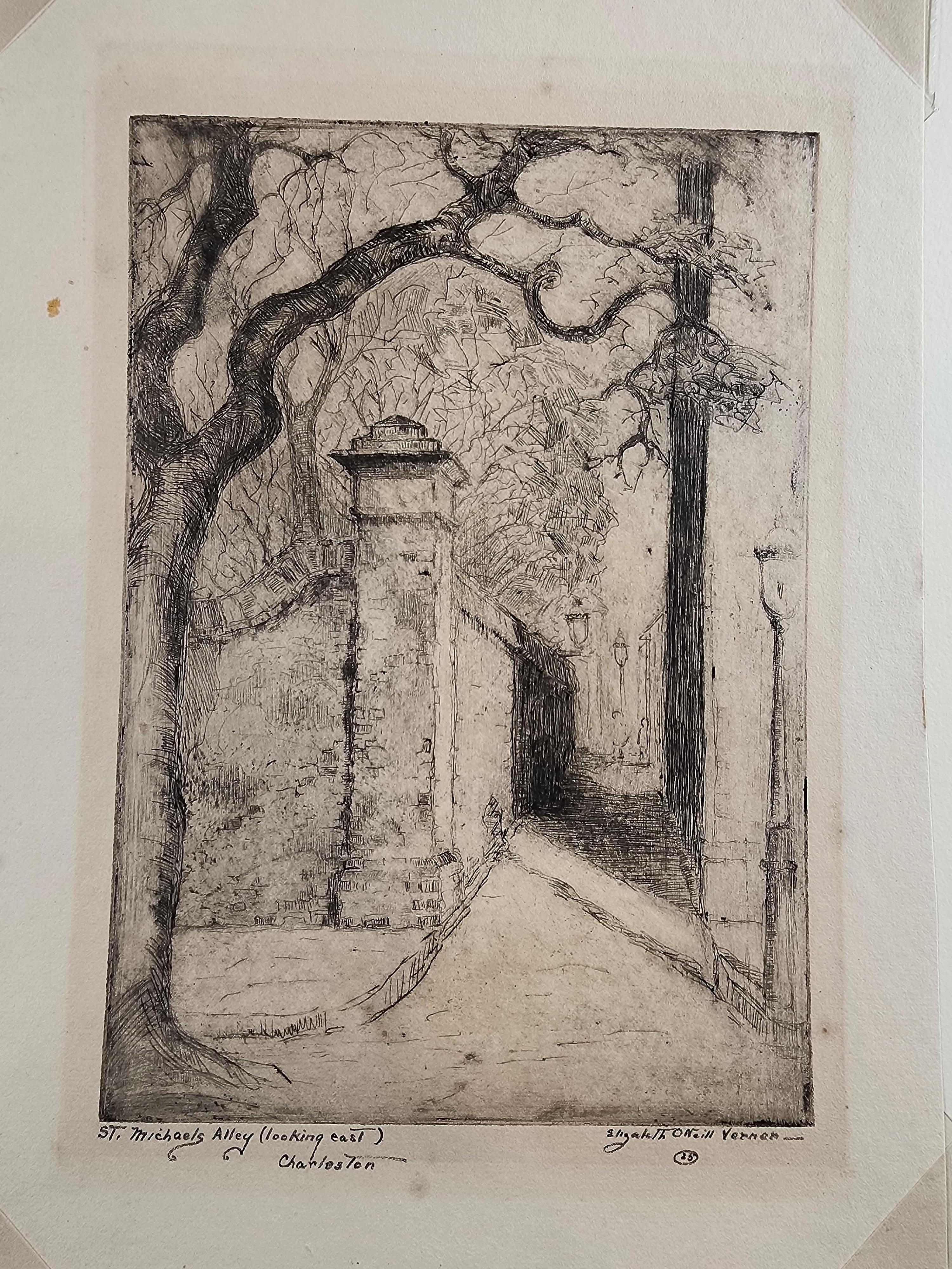 St. Michael's Alley (Looking East) - Print by Elizabeth Verner