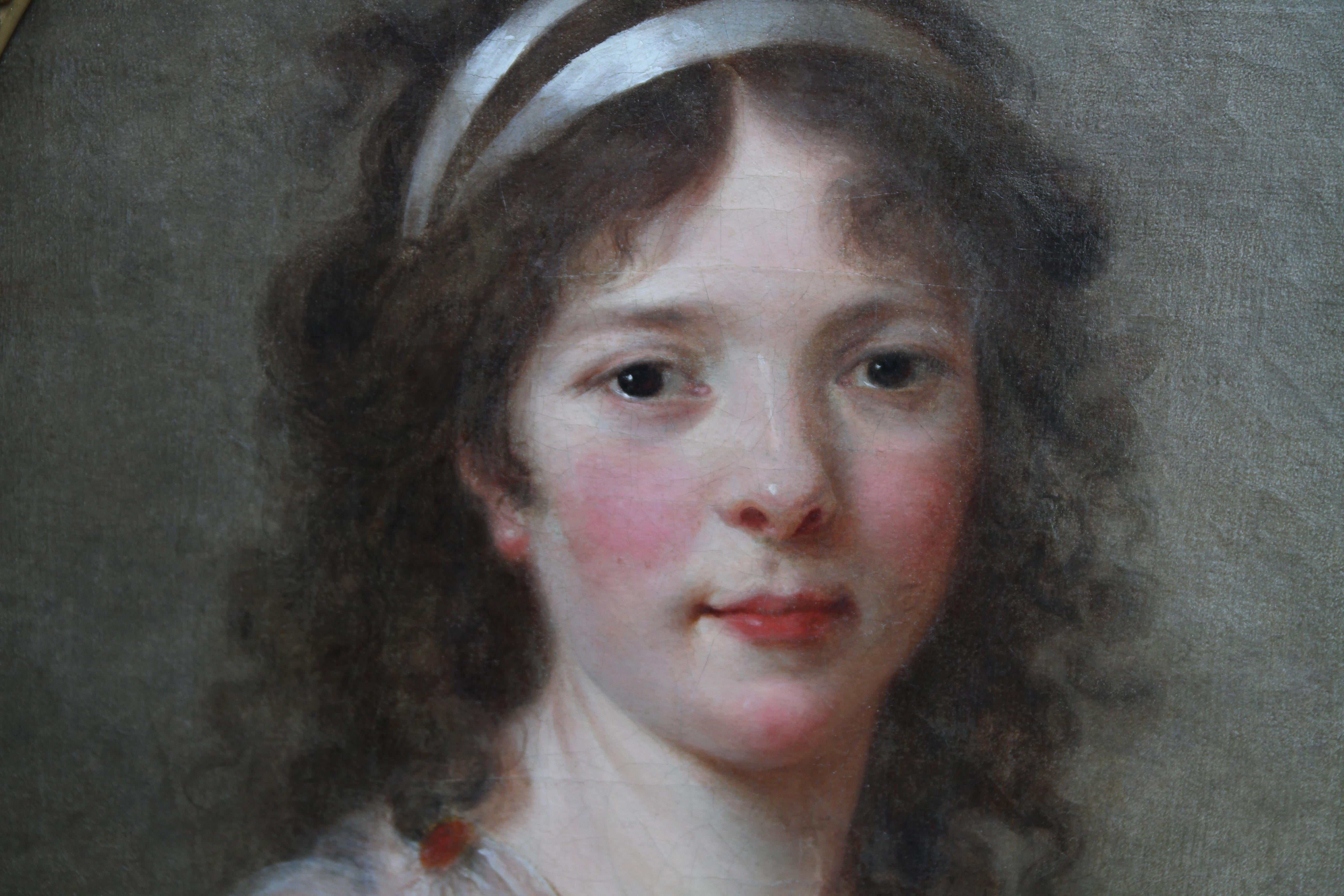 Porträt von Madam van Robais – Französisches Ölgemälde eines alten Meisters aus dem 18. Jahrhundert (Grau), Portrait Painting, von Elizabeth Vigee Le Brun