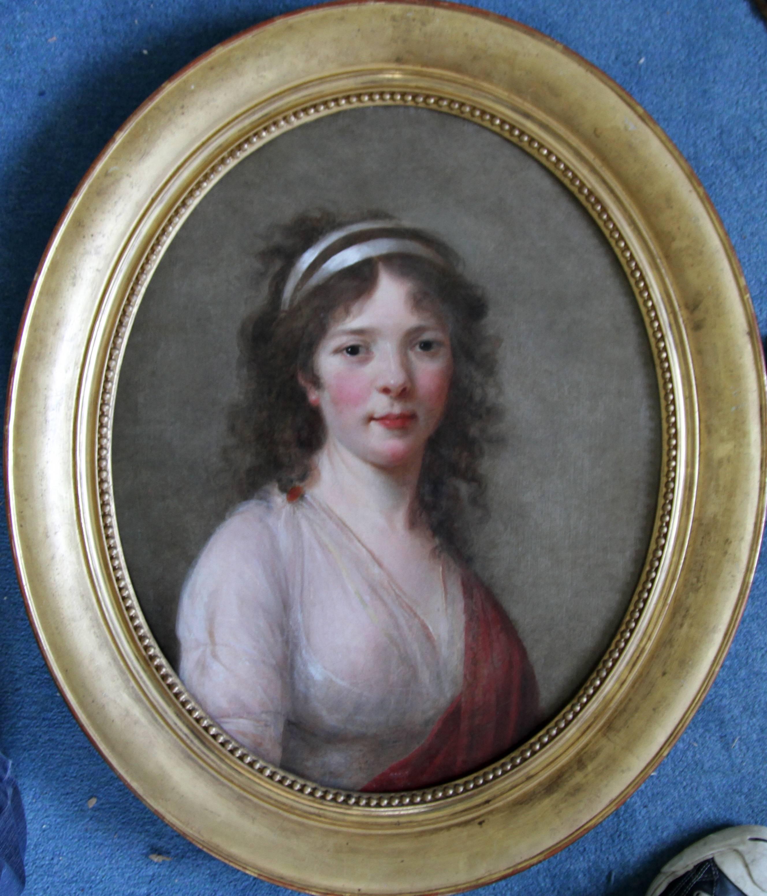 Elizabeth Vigee Le Brun Portrait Painting - Portrait of Madam van Robais - French Old Master oil painting 18th century art