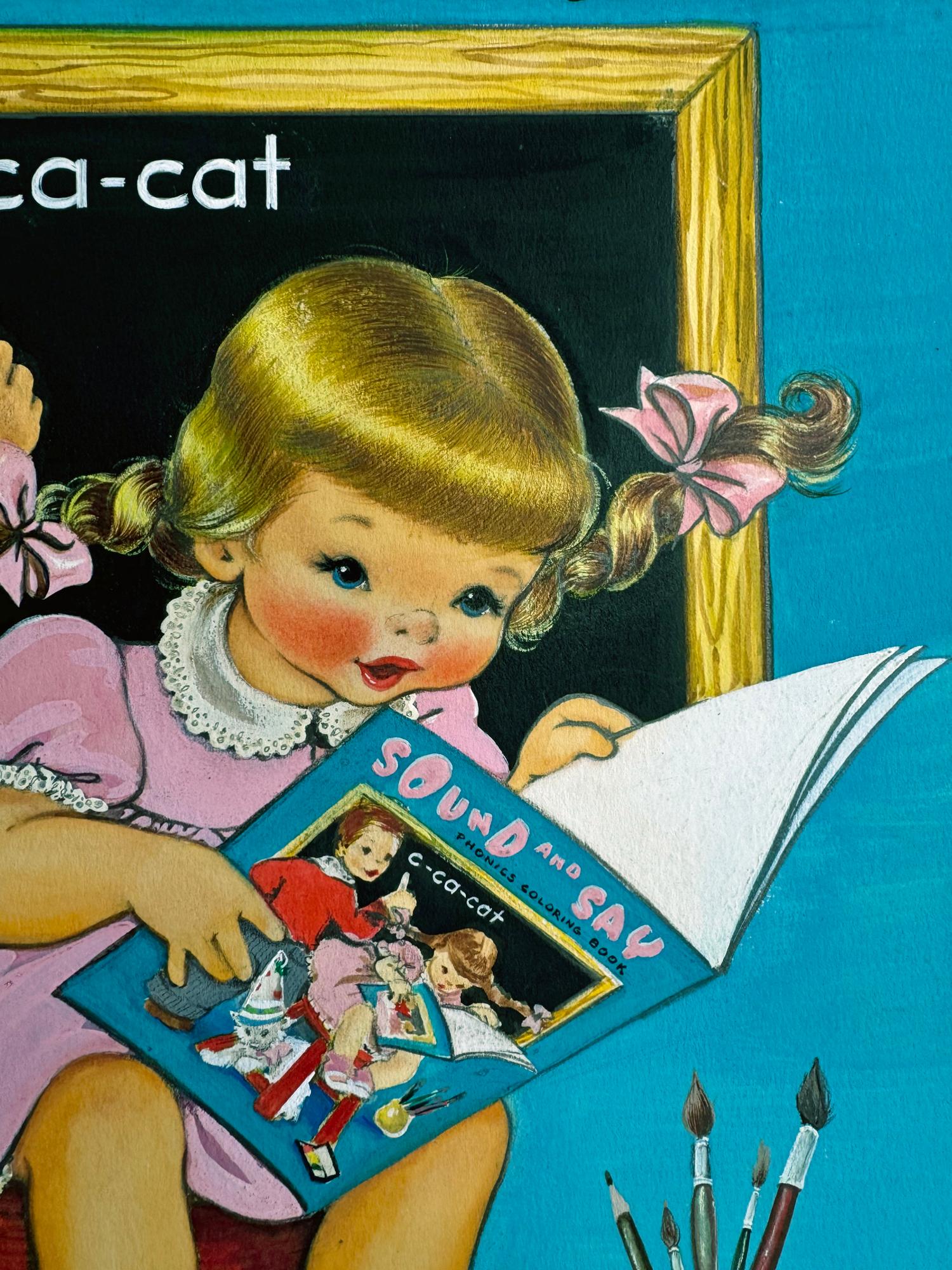 Children's Coloring Book Cover Art - Merrill Company - Female Illustrator - Feminist Painting by Elizabeth Voss