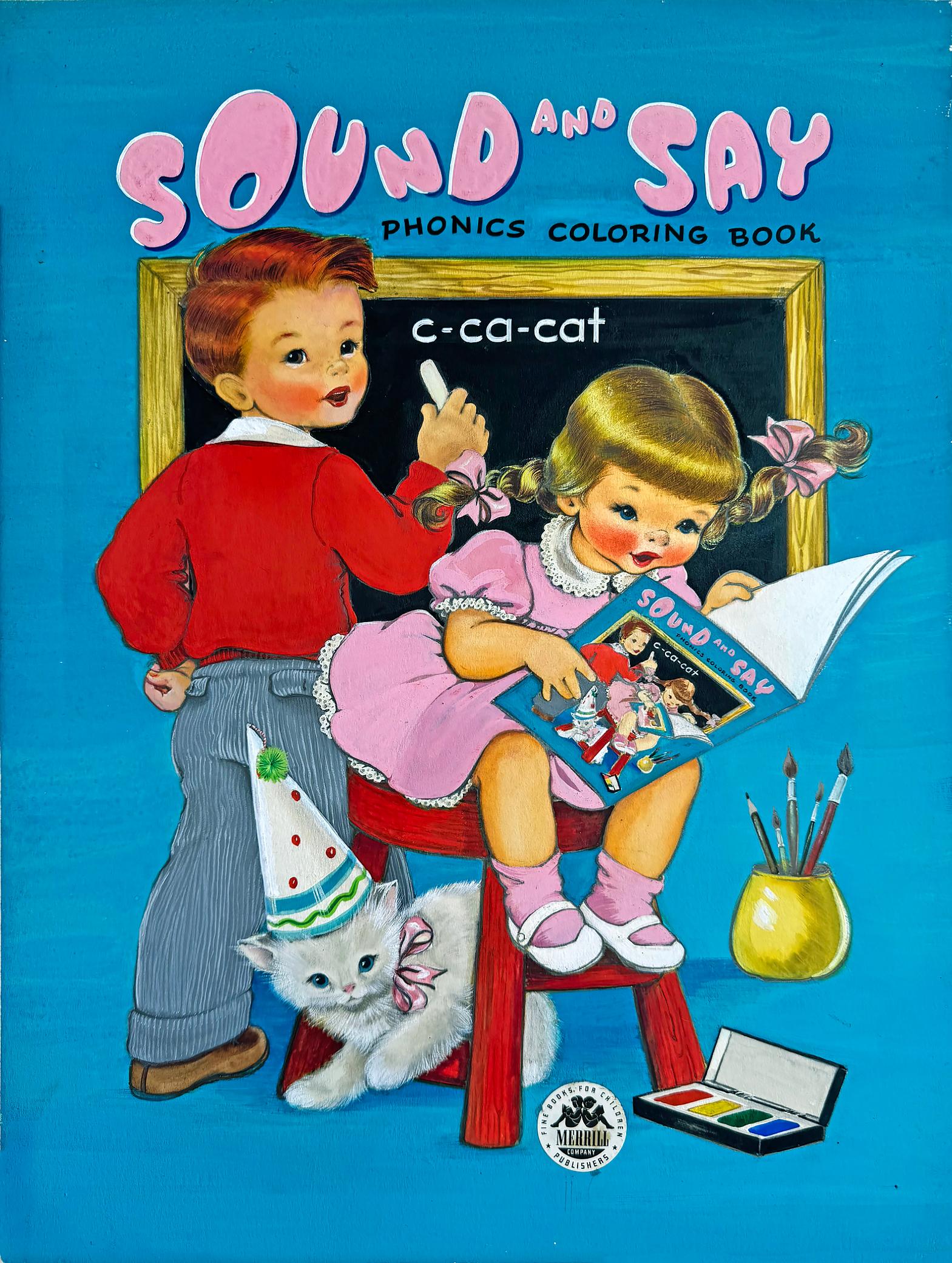 Children's Coloring Book Cover Art - Merrill Company - Female Illustrator For Sale 2
