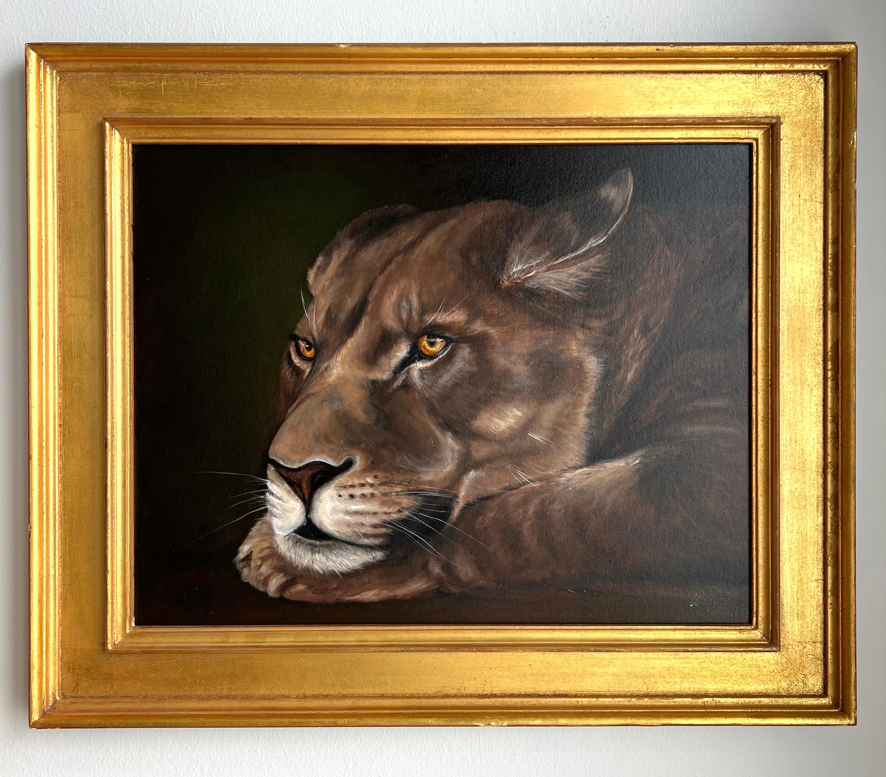 Study of a Lioness II - Painting by Elizabeth Waggett