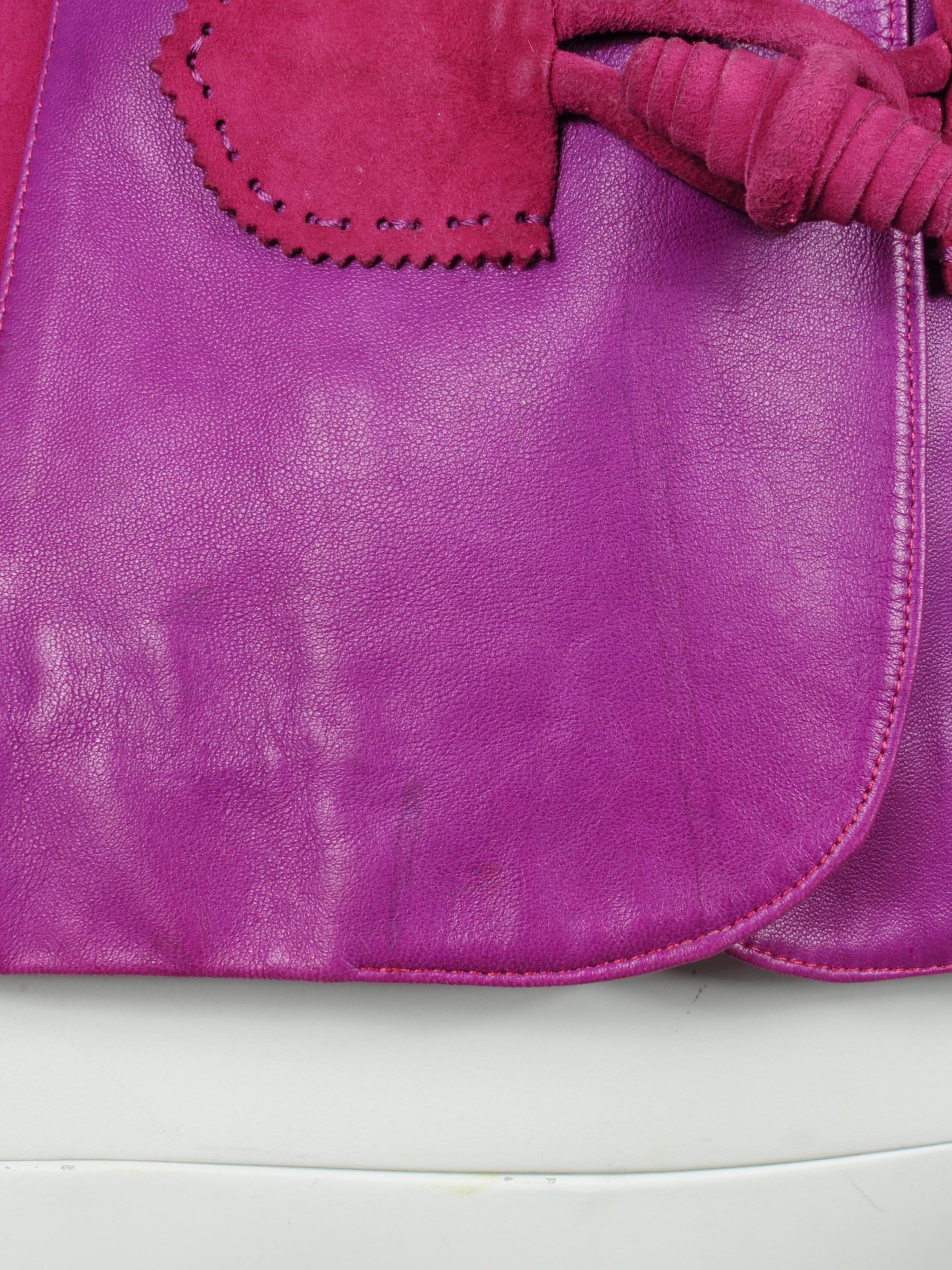 Elizabeth Wessel Monte Carlo Leather and Knitwear Purple Blazer 1980s For Sale 6