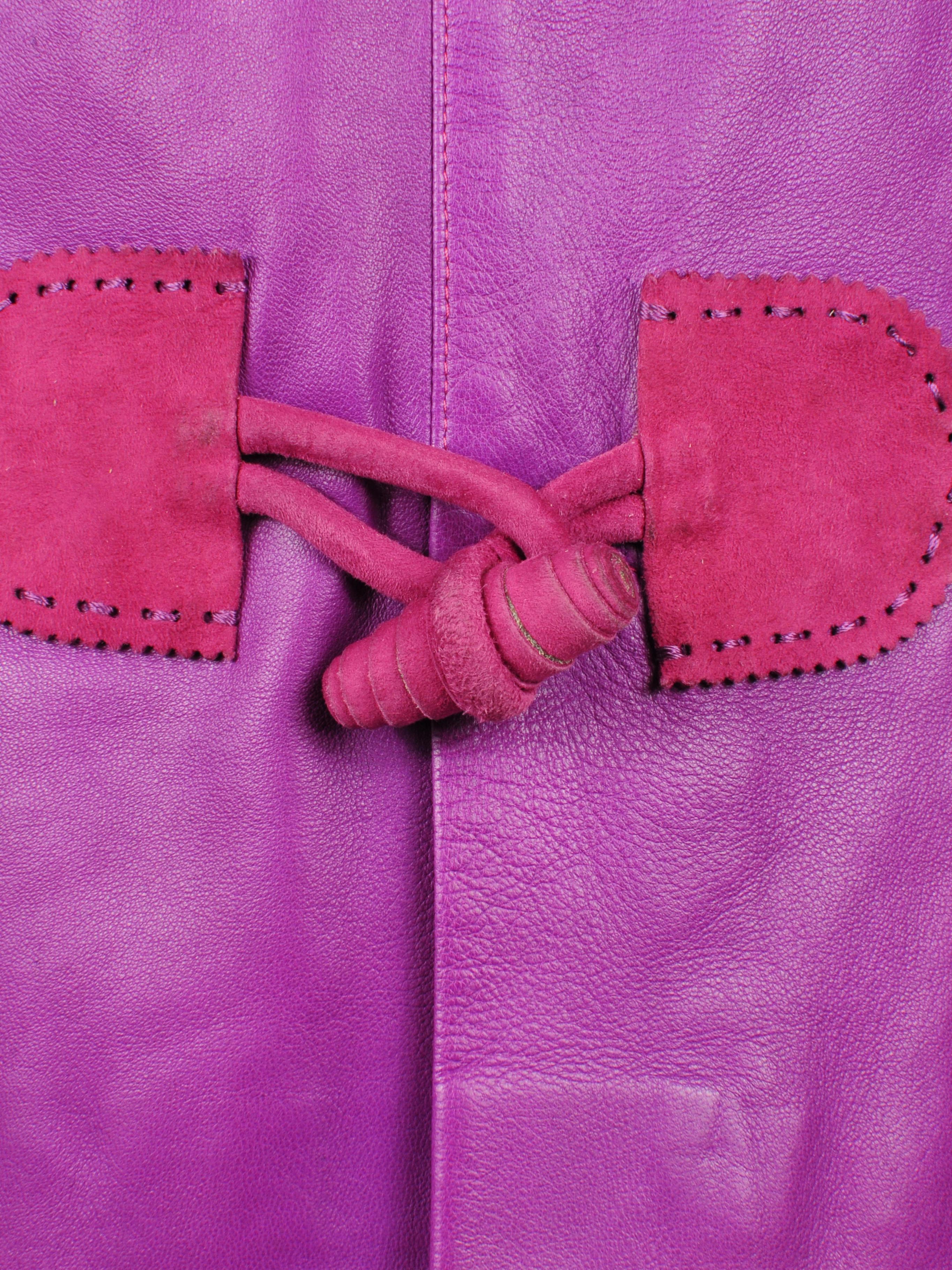 Elizabeth Wessel Monte Carlo Leather and Knitwear Purple Blazer 1980s For Sale 7