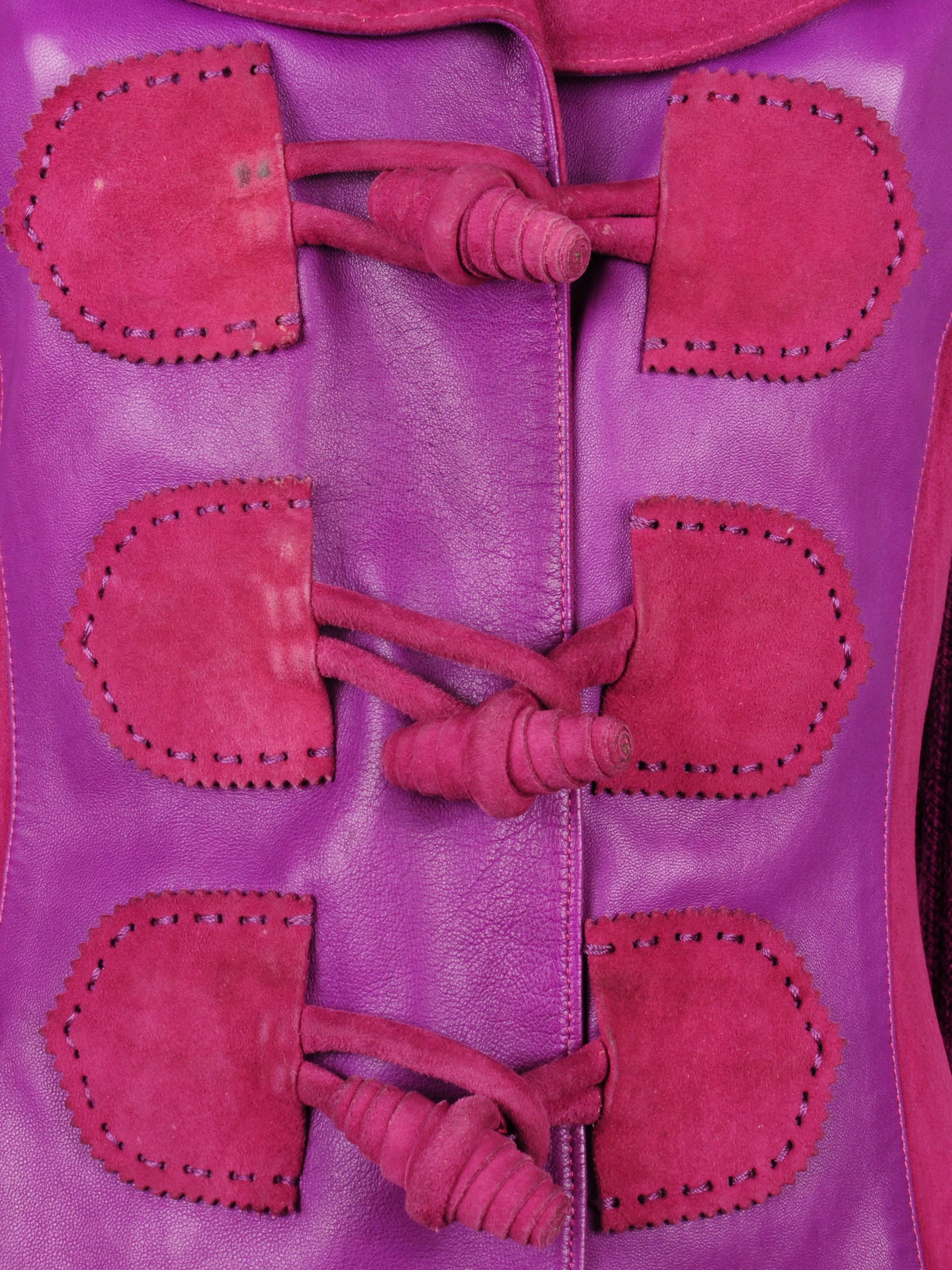 Elizabeth Wessel Monte Carlo Leather and Knitwear Purple Blazer 1980s For Sale 5