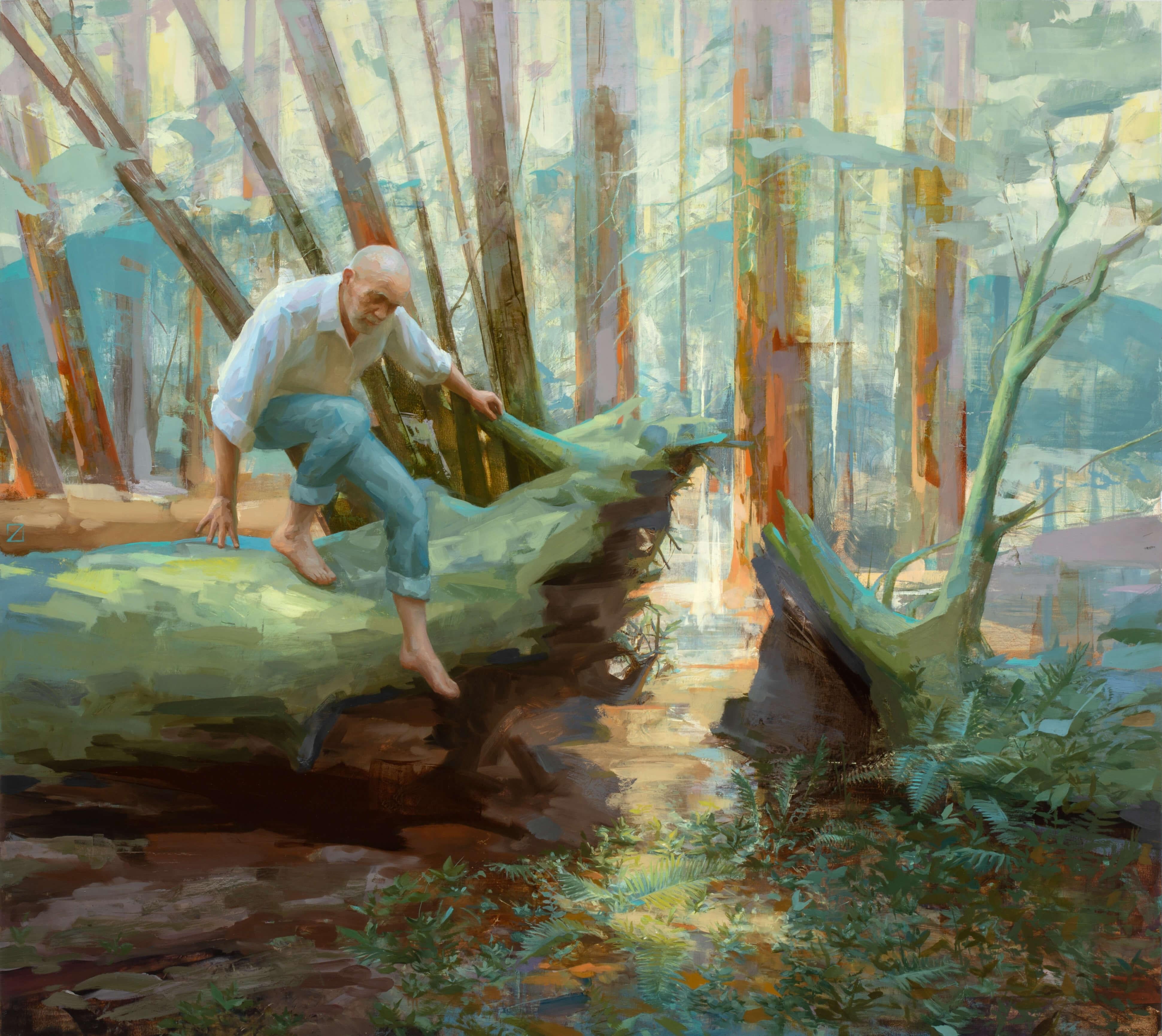 "Jenseits des Gartentors" Original Stilleben Realistische Landschaft, Ölgemälde