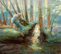 "Jenseits des Gartentors" Original Stilleben Realistische Landschaft, Ölgemälde