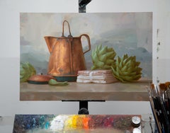"Cowboy Kettle" by Elizabeth Zanzinger Original Oil Painting, Country Still Lif