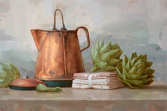 "Bollitore da cowboy" di Elizabeth Zanzinger Pittura a olio originale, Natura morta di campagna