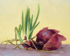 "Onion IV" Peinture à l'huile originale, Nature morte en cuisine