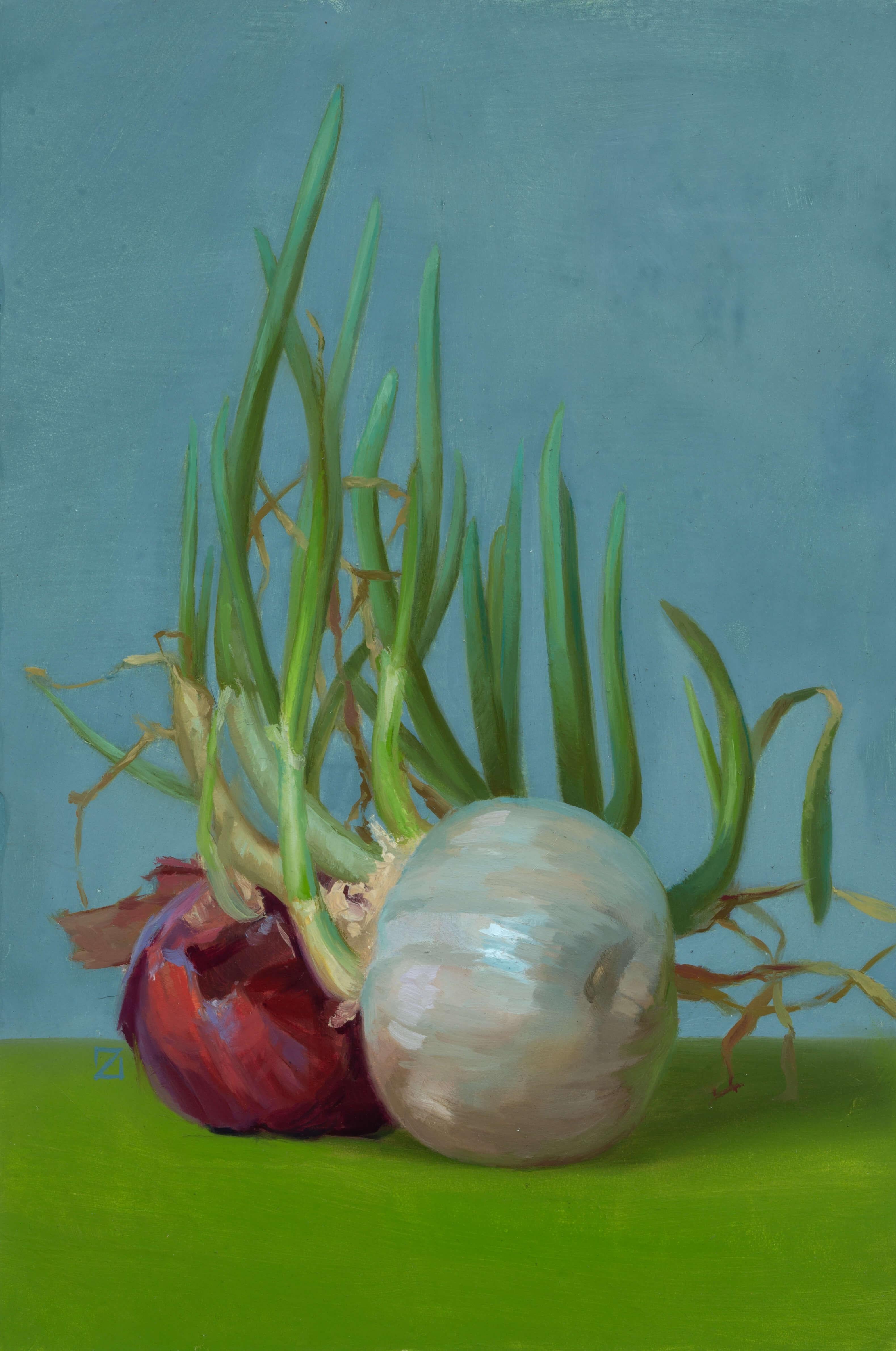 "Onions II" Original Oil Painting, Still-Life Kitchen Painting