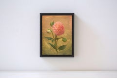 "Pink Dahlias I" Original Realist Floral Still-Life Oil Painting