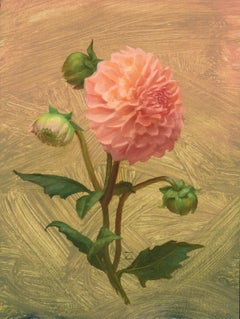 "Pink Dahlias I" Original Realist Floral Still-Life Oil Painting