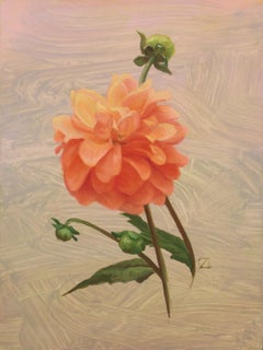"Pink Dahlias III" Original Realist Floral Still-Life Oil Painting