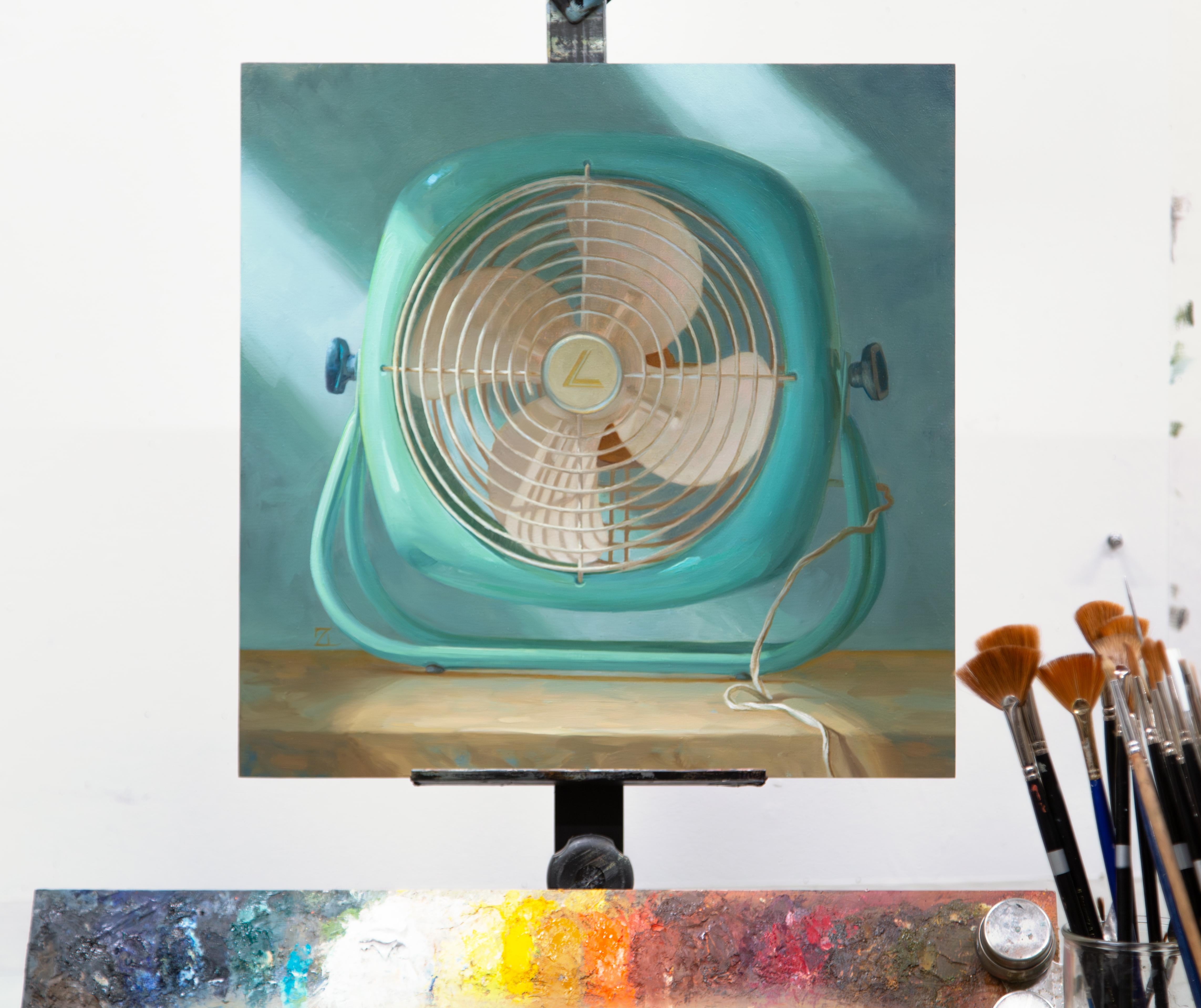 „Shop Fan“ von Elizabeth Zanzinger, Original-Ölgemälde, farbenfrohes Stillleben im Angebot 4