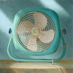 „Shop Fan“ von Elizabeth Zanzinger, Original-Ölgemälde, farbenfrohes Stillleben