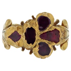 Used Elizabethan Burmese ruby Fleur-de-lis ring, circa 1575