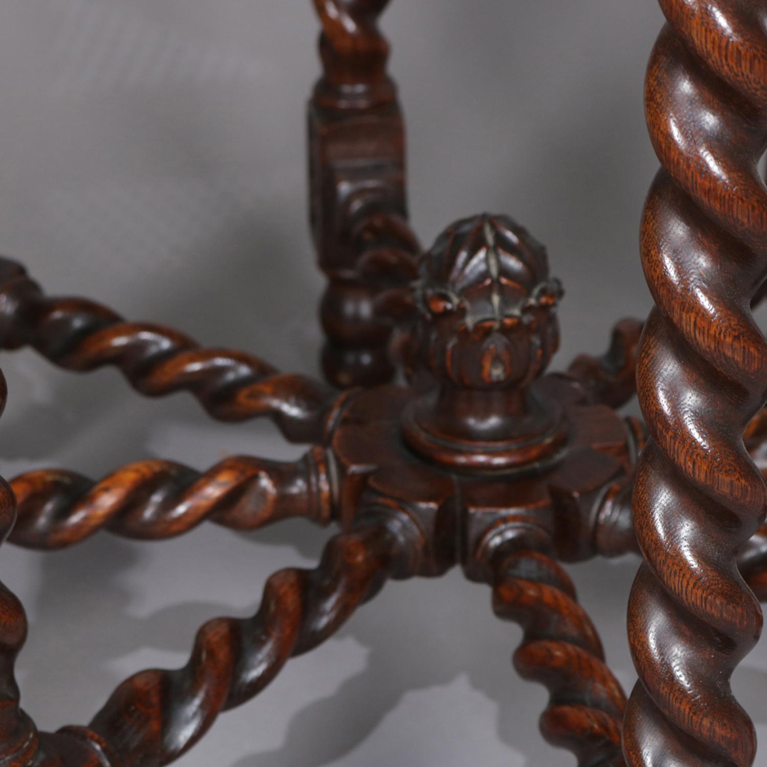 Elizabethan Carved Oak and Cane Barley Twist Octagonal Lamp Stand, circa 1850 8