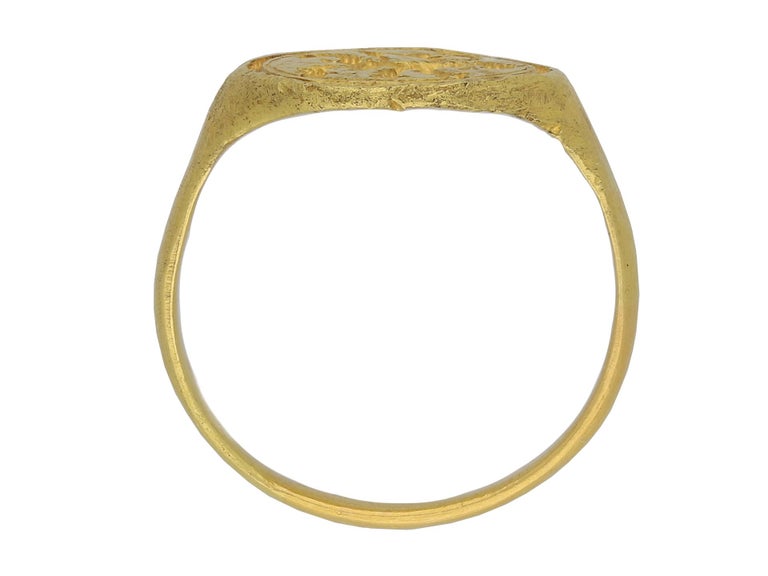 Women's or Men's Elizabethan Gold Signet Ring with Scottish Rampant Lion, circa 16th Century