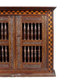 Elizabethan Inlaid Oak Mural or Wall or Glass Cupboard, circa 1590-1600