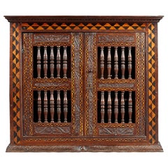 Elizabethan Inlaid Oak Mural / Wall or Glass Cupboard, circa 1590-1600