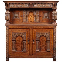 Elizabethan Oak and Inlaid Court Cupboard, English, circa 1580-1600